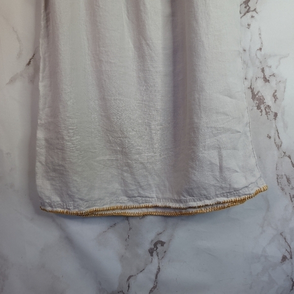 C&C California Linen Tank Dress Womens Size XS Tan Beige Embroider Boho Shift - Picture 9 of 11